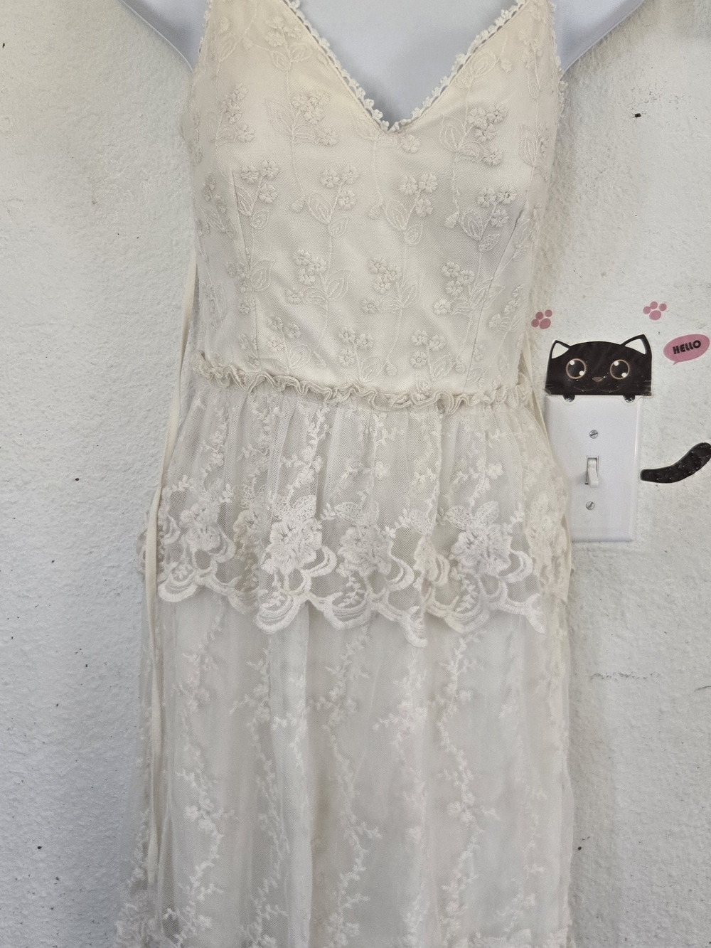 Ivory Lace Tiered Maxi Dress
